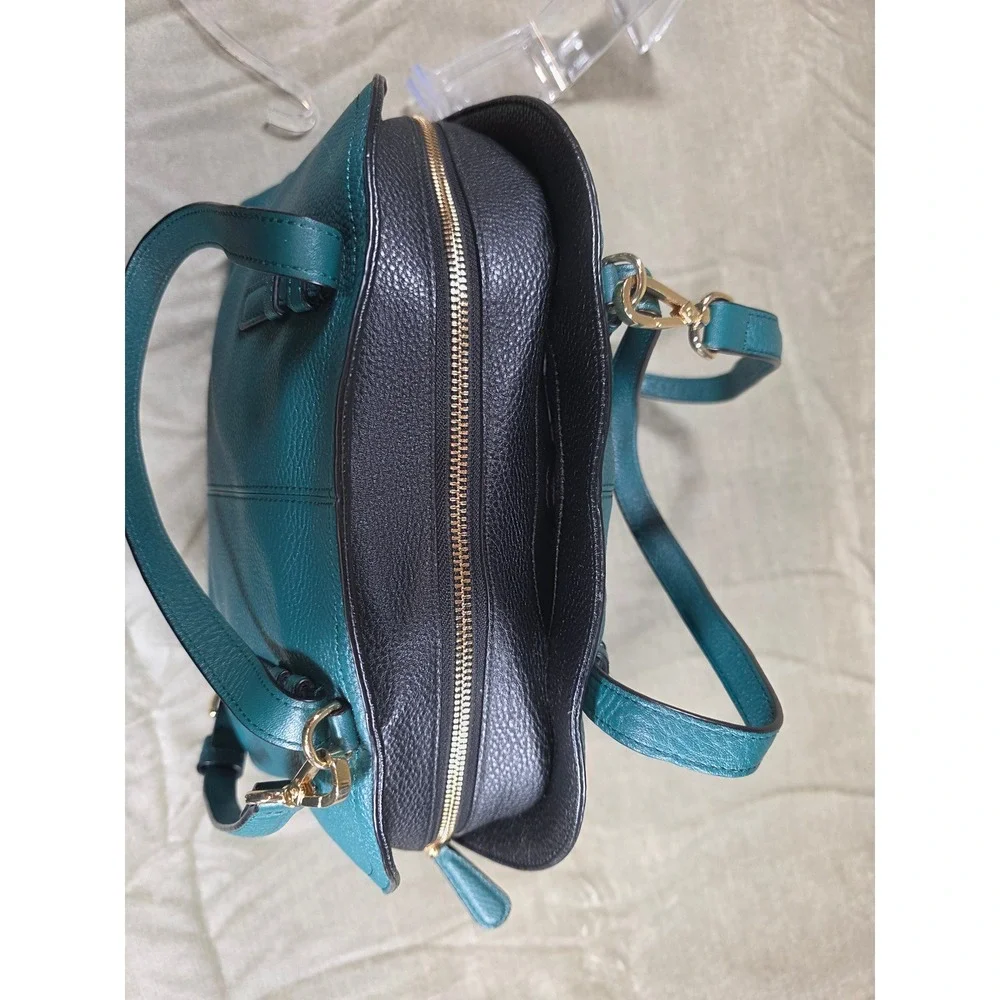 Vera‎ Bradley Pebbled Leather Diana Sycamore Teal Satchel Crossbody Handbag